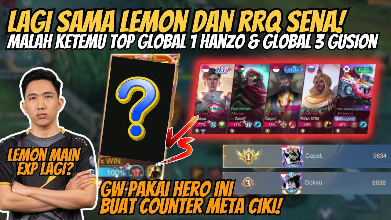 FULL TEAM RRQ VS TOP GLOBAL 1 HANZO,3 GUSION,INI HERO COUNTER META CIKI?-Mobile Legends