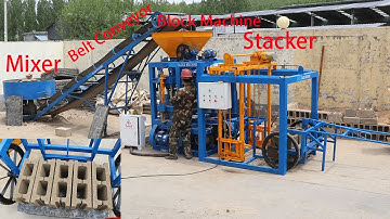 QT4-24 semi automatic cement concrete hollow block vibrating machine with stacker