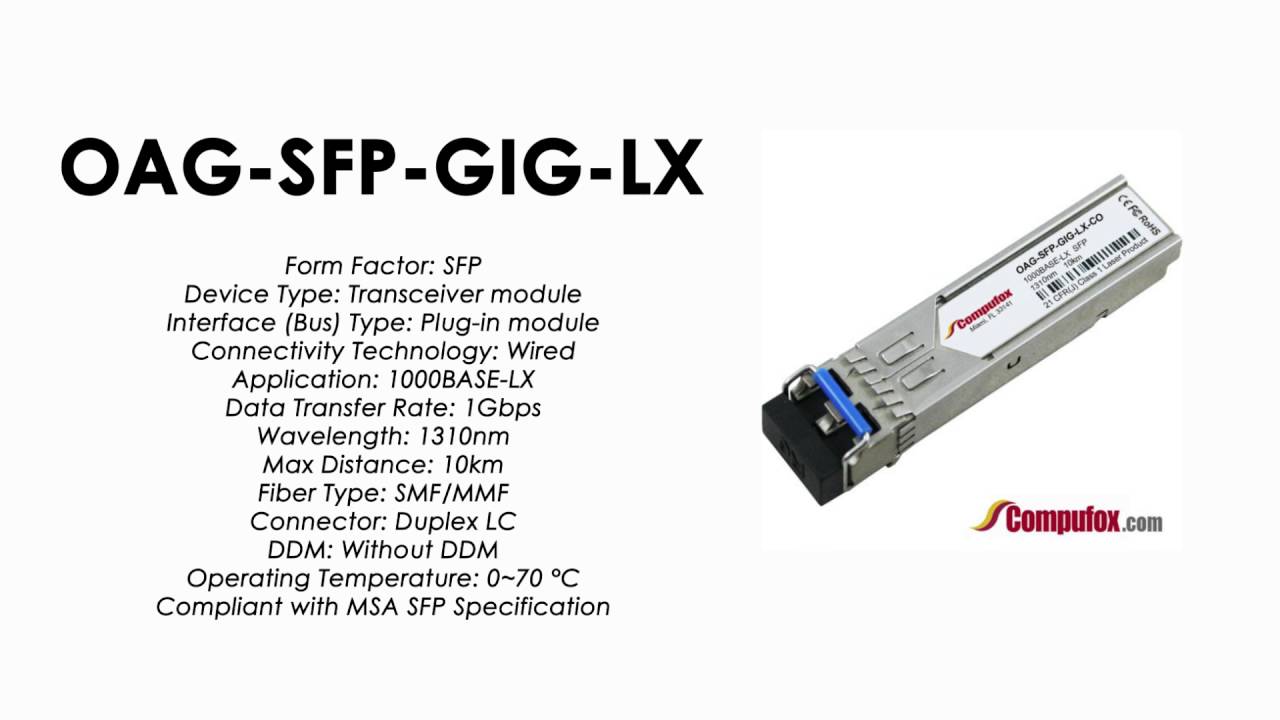 OAG-SFP-GIG-LX  |  Alcatel Compatible 1000Base-LX 1310nm 10km SFP