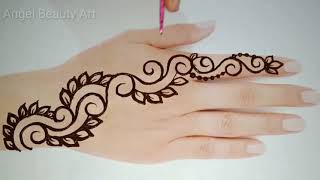 #simple easy single line mehandi design⁄⁄back hand mehndi design arabic#new style fullhand henna
