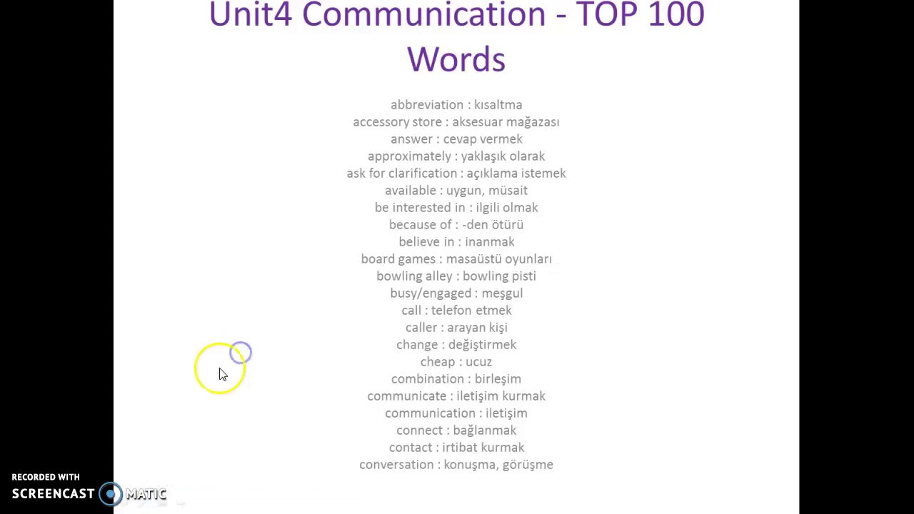 8. SINIF İNGİLİZCE 4. ÜNİTE KELİMELERİ - YouTube