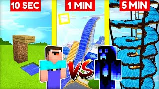 NOOB vs. PRO STAVÍ AQUAPARK za 10 SEC / 1 MIN / 5 MIN v Minecraftu! 🌊