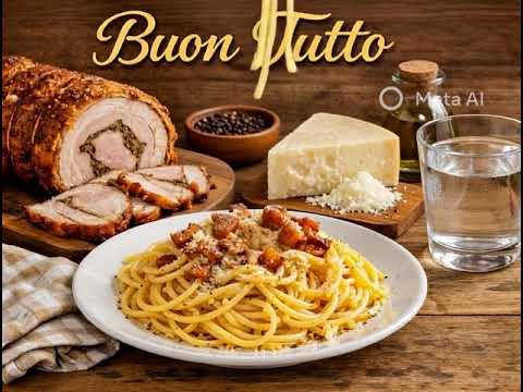 #ai Spaghetti alla carbonara con un sfondo alla romana #momentimagici #saluto #carbonara #trattoria 