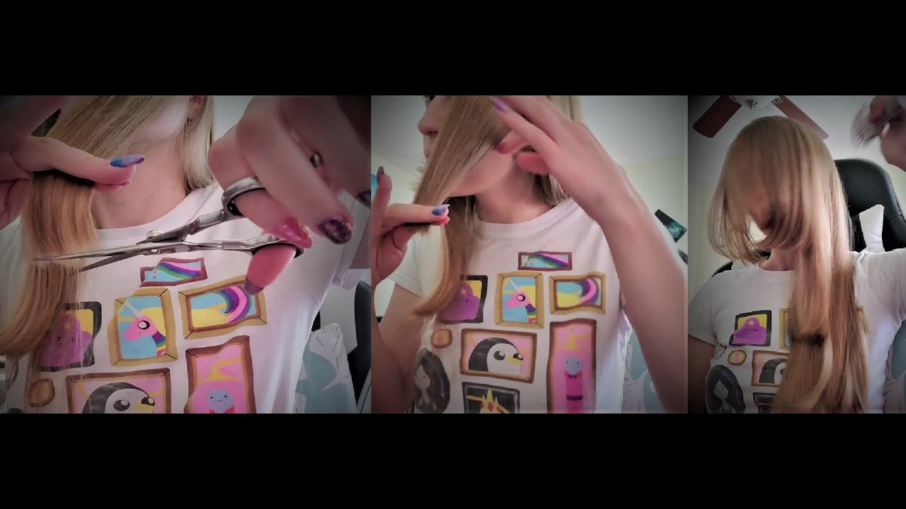 Home Hair Cut Gone Well? Re-trimming Long Hime Style Bangs - YouTube