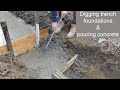 Digging trench foundations & finding the sewer