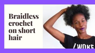 Braidless Crochet High Puff on short natural 4c hair (Easy & Cheap)