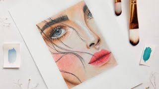 رسم وجه فتاة بالالوان الخشبية || Draw a girl's face in wooden colors