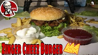 Zinger Chees Burger (Copycat KFC zinger). Cheesy Yummy zinger burger.