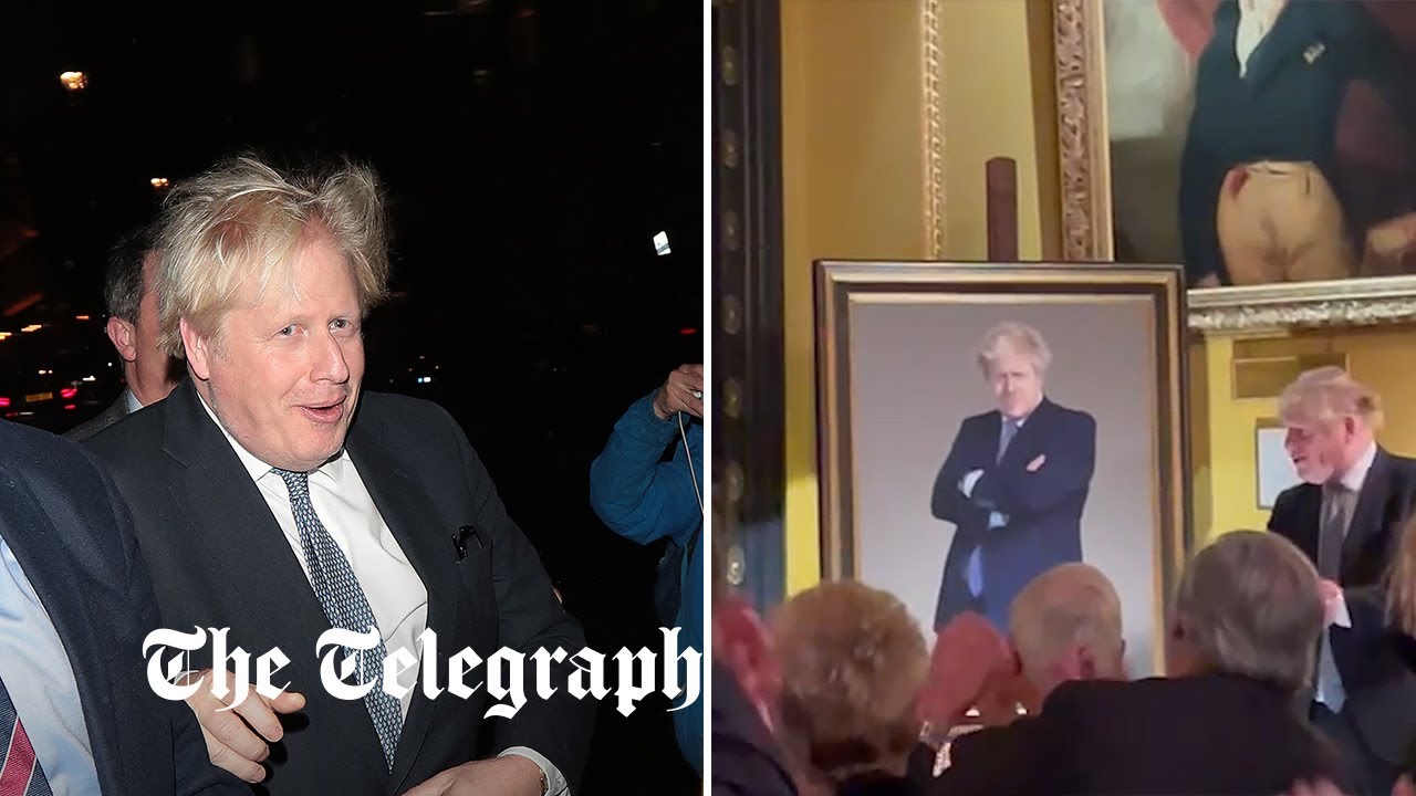Boris Johnson unveils portrait of himself at Carlton club