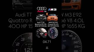 Audi Tt Rs Quattro R5 2.5L 400 Hp 1515 Kg Vs Bmw M3 E92 Coupé V8 4.0L 420 Hp 1655 Kg