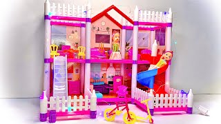 8 Minutes Satisfying with Unboxing Cute Pink Barbie Doll House Play Set ASMR