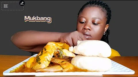 Asmr,Mukbang, chicken wings ogbono soup and eba fufu, African food mukbang