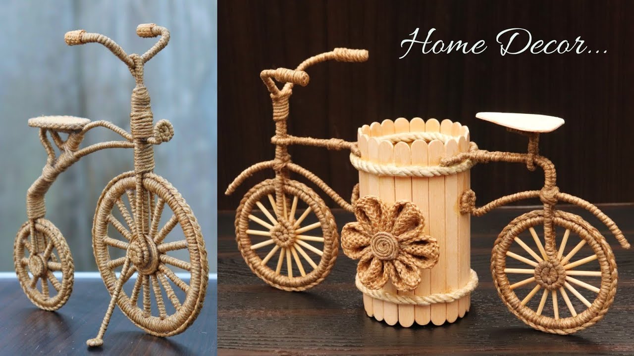 Jute craft | Different Cycle making ideas with jute | Jute Home Decoration DIY