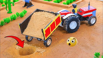 Diy mini tractor trolley soil unload in mud road science project | Mini tractor 