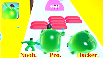 Wobble Man Run | Noob vs Pro vs Hacker in wobble man run video games walkthrough ( android, iOS )