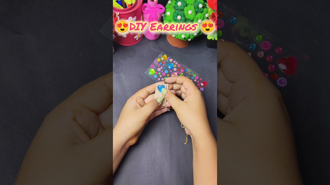 DIY Stone sticker earrings 😍❤️ 