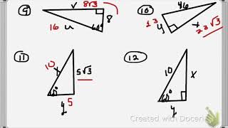 Video #8 Lesson 18.3 Special Right Triangles Part 2