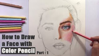 How to Draw a Face with Color Pencil | Realistic Portrait drawing for Beginners with easy techniques
