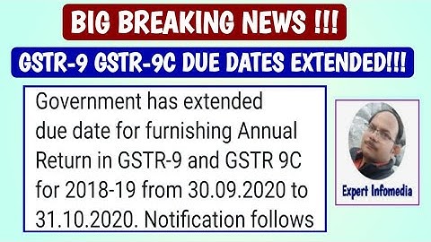 Finally & Officially: Due Dates Extended for GSTR-9 & GSTR-9C for FY 2018-19 | GST Audit Date Extn