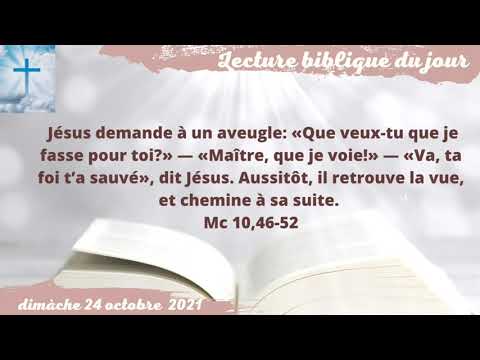 Lecture biblique du jour - dimanche 24 octobre 2021