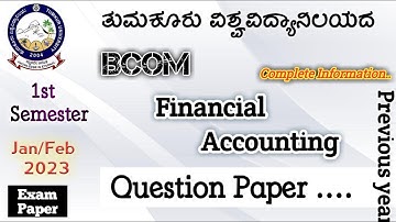 Financial Accounting Bcom Question Papers 1st semester nep syllabus  in Tumkur University Previous y