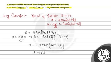 A body oscillates with SHM according to the equation (in SI units) \( x=5 \cos \left[2 \pi \math...