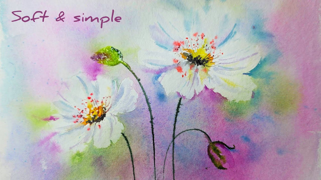 This Simple Watercolor Trick Looks AMAZING / soft watercolor flowers ...