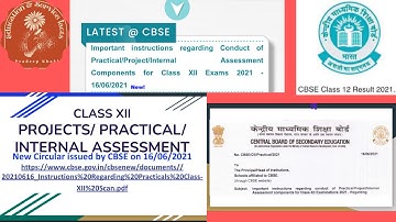New CBSE Guidelines or Instruction regarding XII Class internal/ Practical/ Project work 2021
