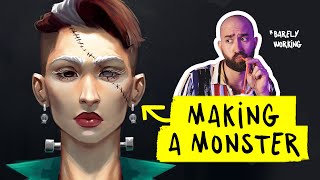 Painting Frankenstein's Monster - One Week Portrait Halloween Edition!