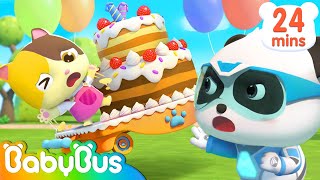 help baby kittens birthday cake is flying away super panda rescue team babybus cartoon