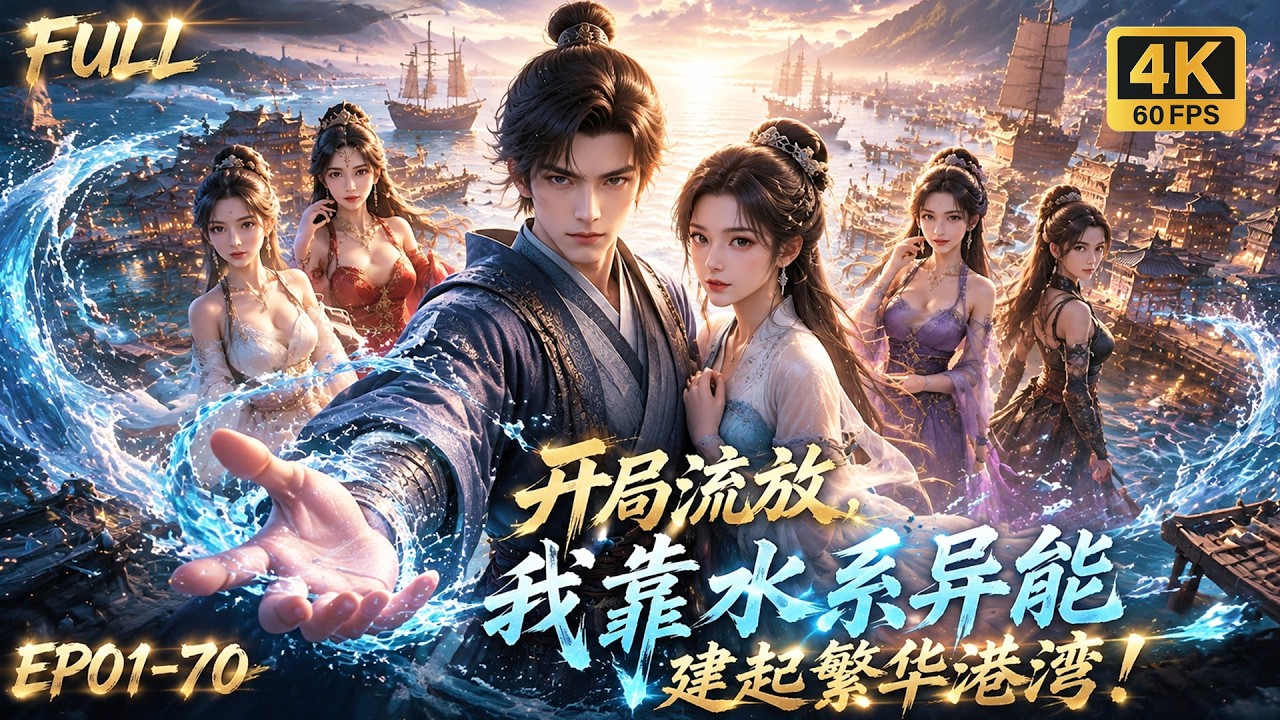 🔥【Multi SUB】穿越落难成流放罪奴，意外掌控控水奇能，携手伙伴对抗恶徒，在荒凉海湾深耕经营，逆袭建起举国闻名的繁华贸易大港！#ai #anime #animation