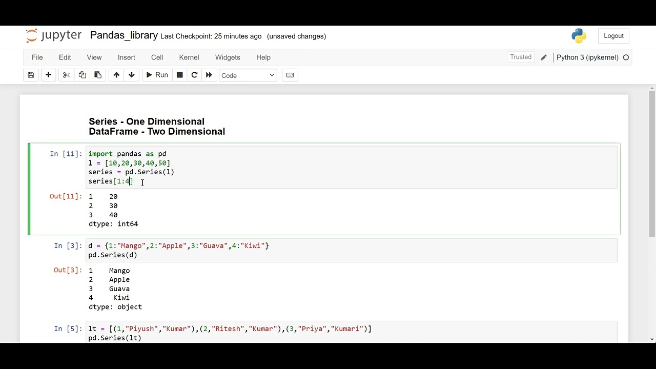 Pandas Library | Introduction & Working with Series - YouTube