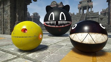 Pacman and Chain Chomp vs Desert Worm and Lava Robot: A Thrilling Maze Adventure Full of Danger