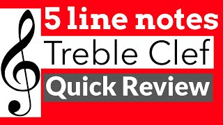 Treble Clef - Quick Review - 5 line notes.