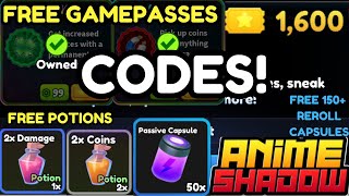 ALL OVERPOWERED CODES FOR ANIME SHADOW (FREE GAMEPASSES)