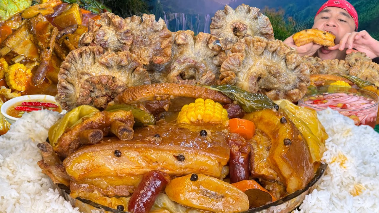 Pork Pochero and Chicharon Bulaklak Mukbang Eating Show