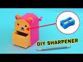 Diy cute teddy pencil sharpener easy  how to make cute sharpener box from cardboard