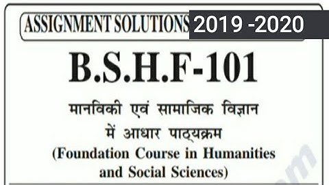 BSHF 101 Solved Assignment 2020 | BSHF 101 Solved Assignment In Hindi Medium | BSHF 101 | IGNOU