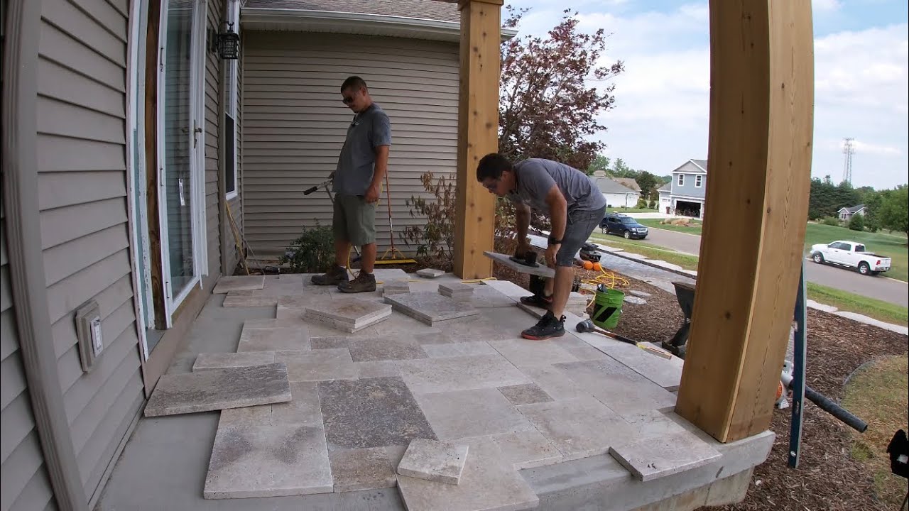 Travertine Install Over Concrete Travertine Install Timelapse YouTube