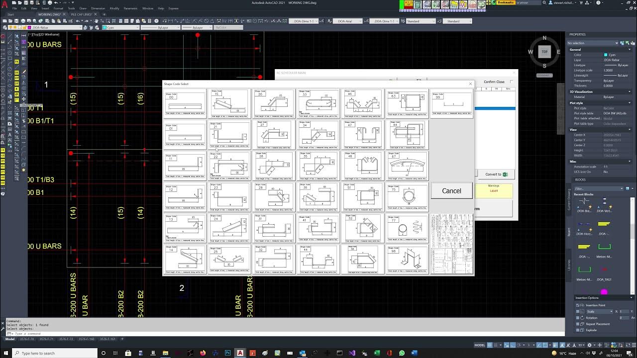 AutoCAD RC Rebar Scheduler & Convert to Excel YouTube
