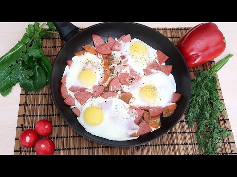 Видео рецепт Яичница с колбасой