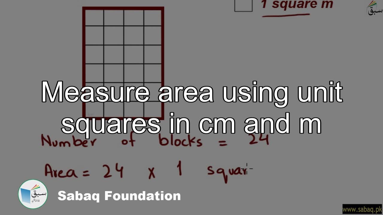 Measure area using unit squares in cm and m, Math Lecture | Sabaq.pk ...