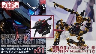ガンプラ RG ガンダム アストレイゴールドフレーム天ミナ  (GUNDAM ASTRAY GOLD FRAME AMATU MINA)#01アドバンスドMSジョイントと頭部組立 /