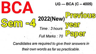 Details #bca previous year question paper #bca 4rth semester Question News