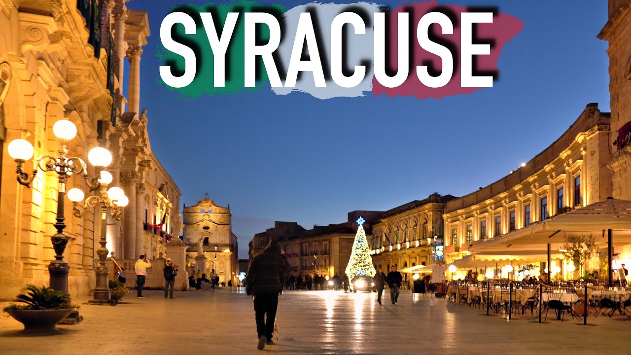 Walking Tour Around Ortigia at Night in Syracuse Sicily-Italy 4k City Ambience