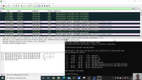 Monitoramento de rota usando Tracert/Wireshark