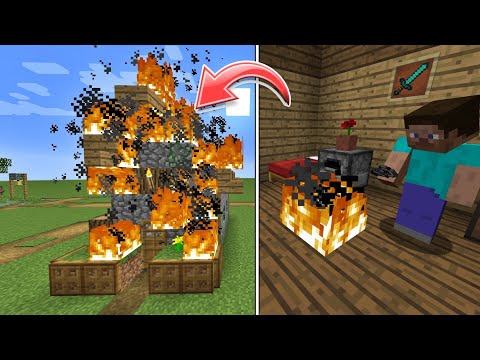 فلم ماين كرافت إبنى لعب بالنار و حرق البيت  