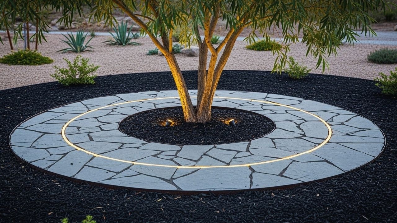 Making Rock Tree Rings 11 Geometric Stone Tree Ring Designs: Modern Xeriscaping Trends for ...