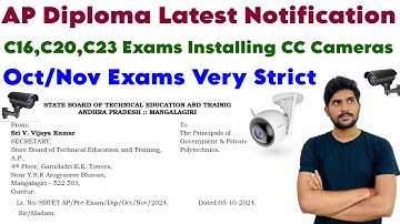 AP Diploma Latest Notification | Oct/Nov Exams Very Strict | C16,C20,C23 Exams Installing CC Cameras