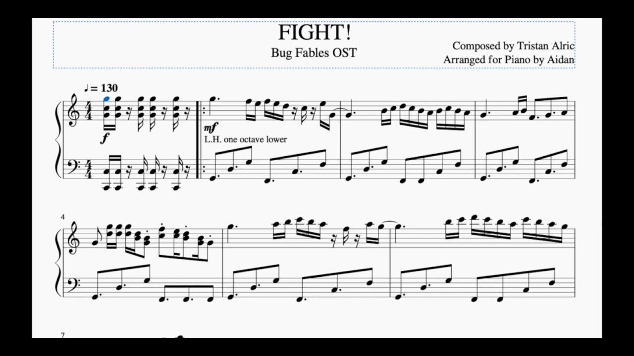 Bug Fables - FIGHT!, Battle Won!, Game Over | Piano Sheets - YouTube